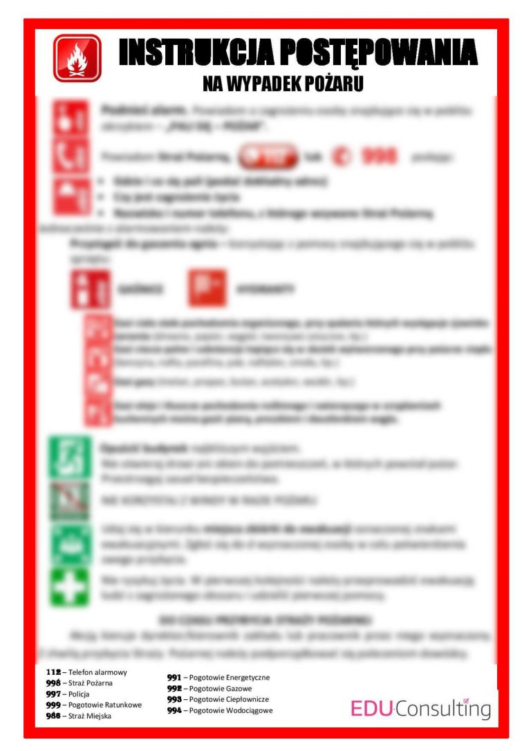 Krótka Instrukcja Postępowania W Przypadku Poparzenia Płomieniem Palnika BHP - Instrukcja postępowania na wypadek pożaru - Eszkolenia EduEdukacja